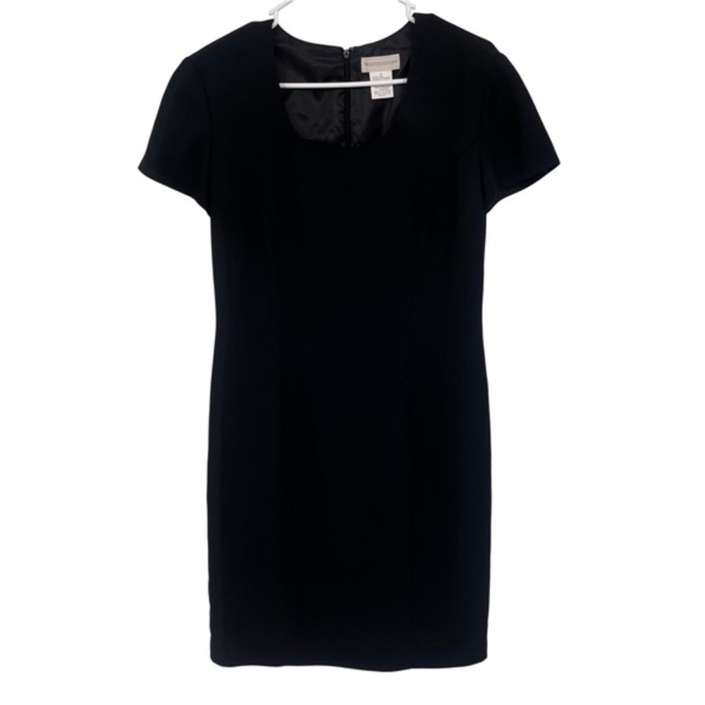 Worthington Black Short Sleeve Sheath Career Dress‎ Size 8 Minimalist Classic